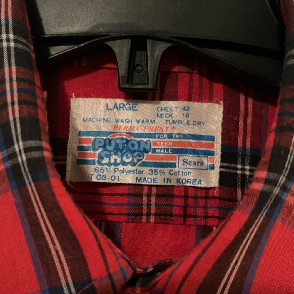 Vintage 1970s plaid button down shirt (men’s L/women’s XL) - Picture 3 of 4